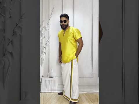 Men Yellow Colour Mulberry Silk Kurta.