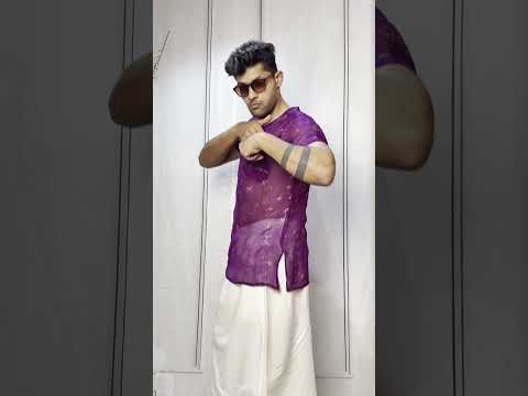 Men Purple Colour Viscose Organza Foil Print Kurta