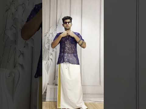 Men Navy Blue Colour Viscose Organza Foil Print Kurta