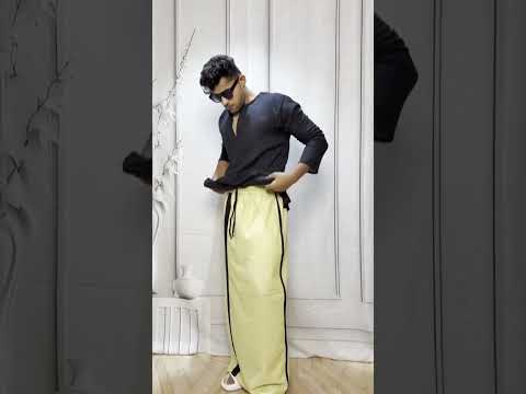 Men  Lemon Yellow With Black Contrast Stripe Pajamalungi