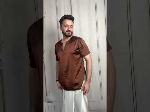 Men Brown Colour Satin Silk Kurta