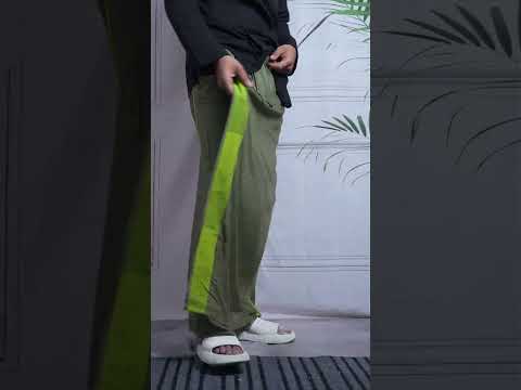 Men Olive Green Colour Pajamalungi With Green Textured Stripe Panel