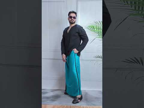 Men Ramagreen Colour Pajamalungi With Black Stripe Panel