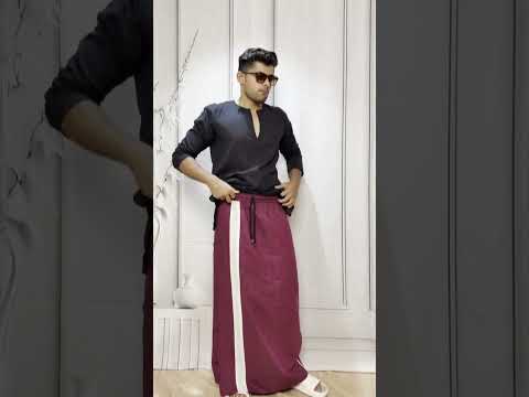 Men Wine Color With White Contrast Stripe Pajamalungi