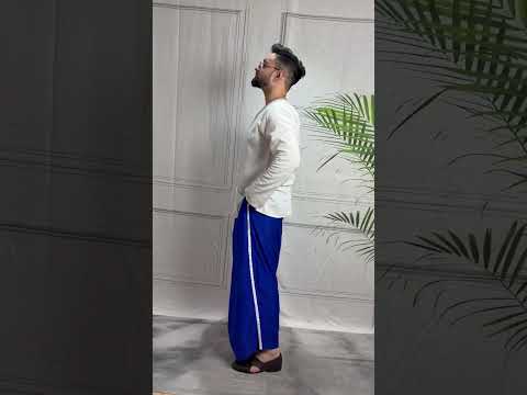 Men Royal blue Colour Pajamalungi With White Stripe Panel