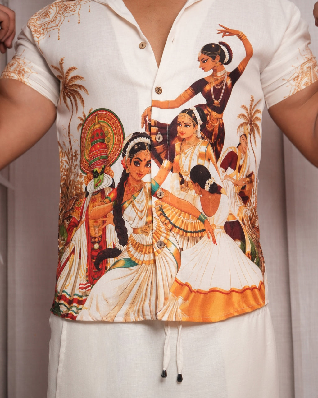 Traditional Printed men's Shirt luxury linen
